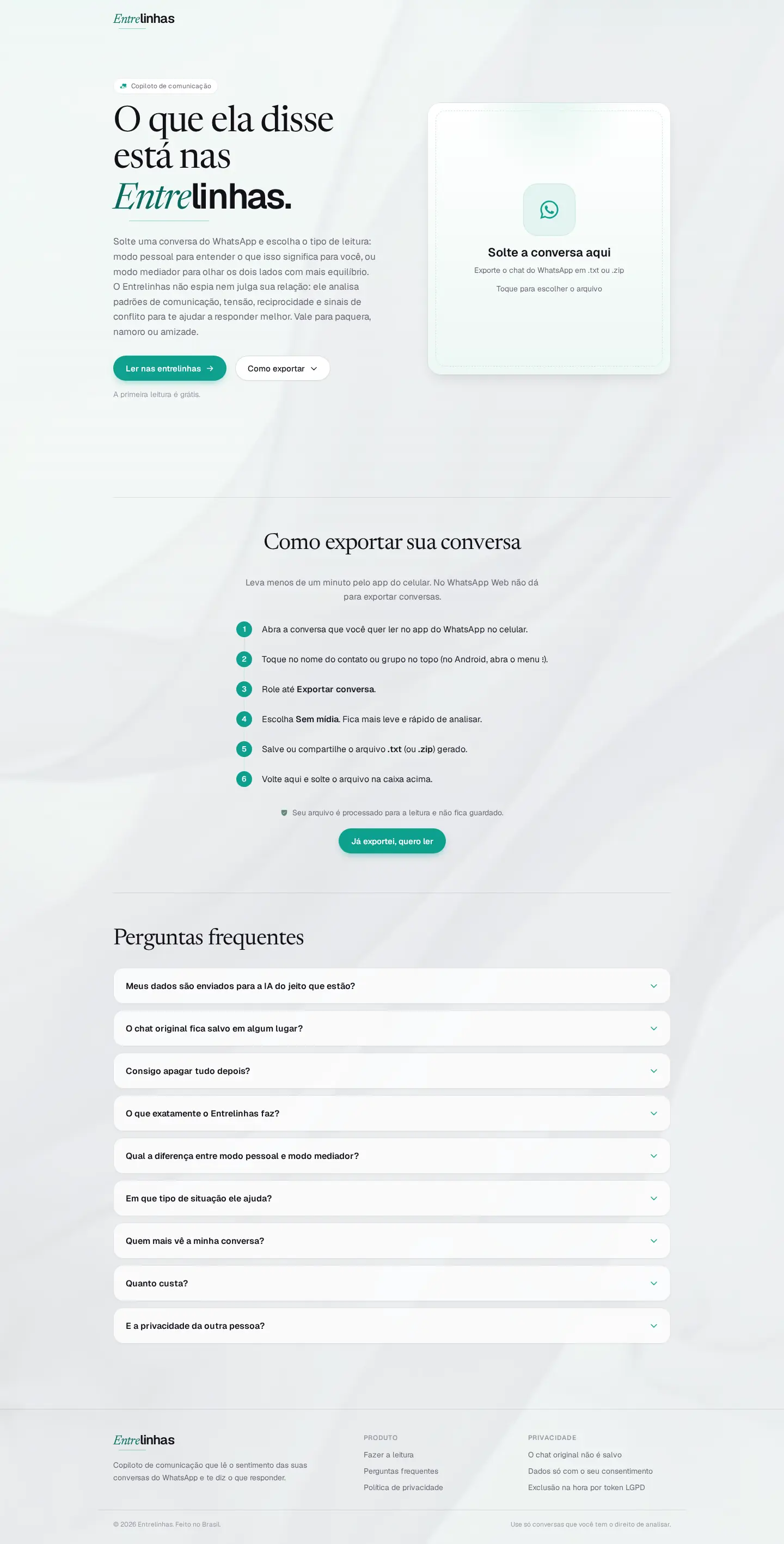 Site atual de Entrelinhas