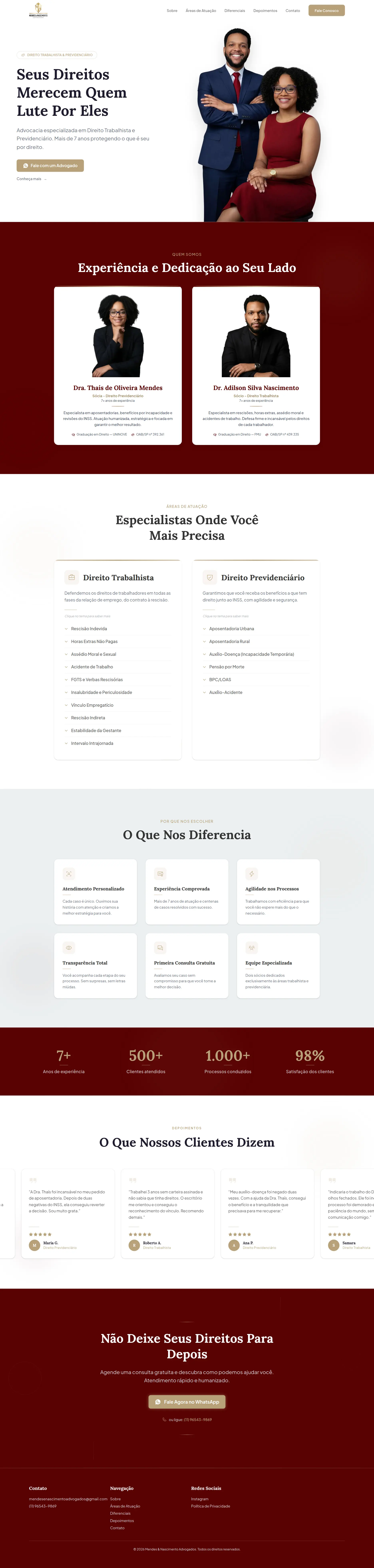 Site atual de Mendes & Nascimento Advogados