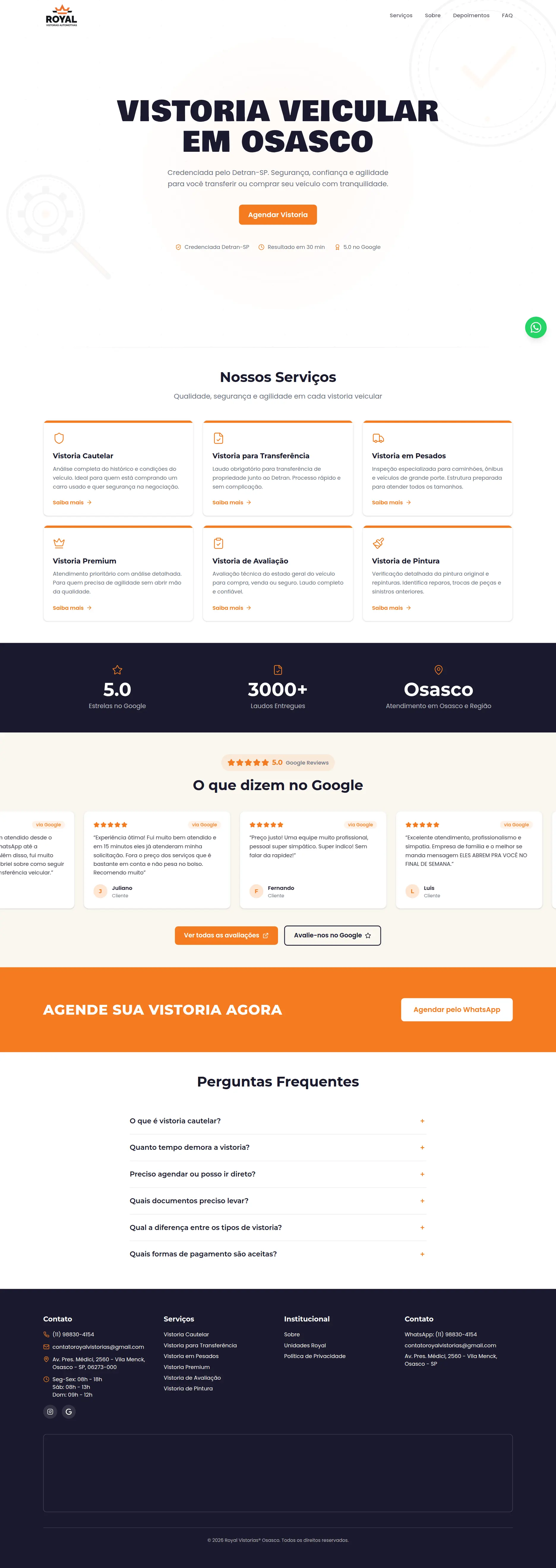 Site atual de Royal Vistorias Osasco