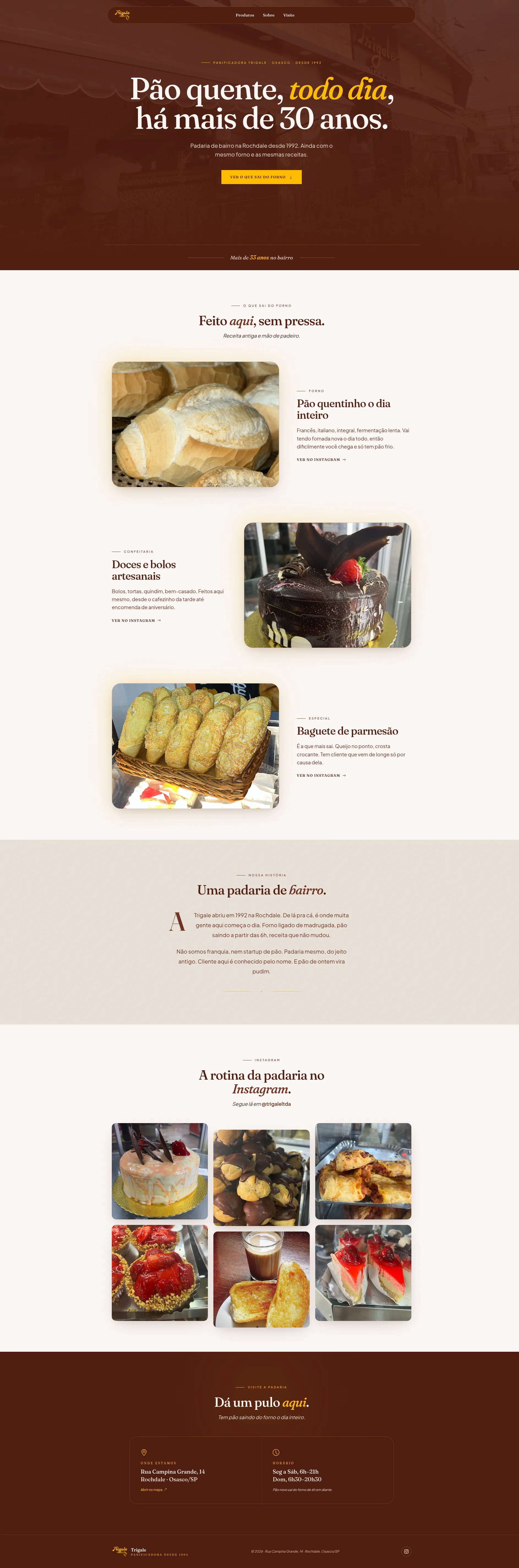 Versão atual do site de Trigale